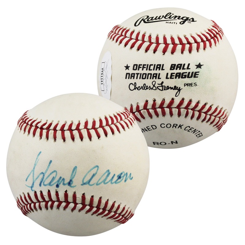 Braves Hank Aaron Authentic Signed Charles Feeney Onl Baseball JSA #YY61141