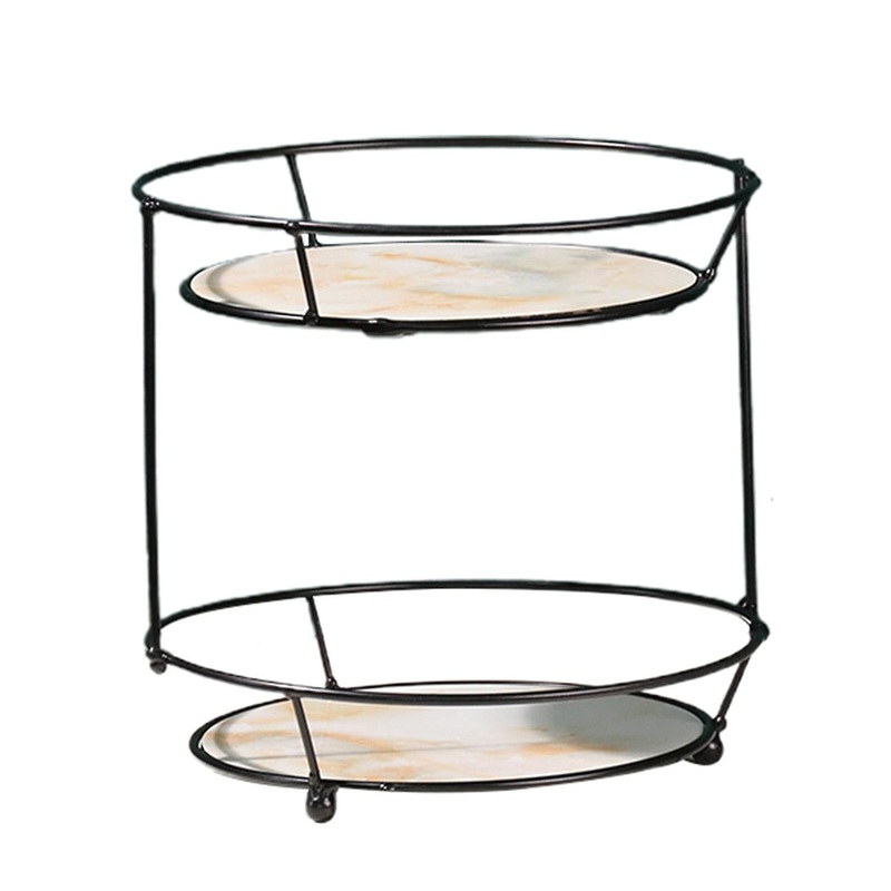 Desktop Cosmetic Storage Rack Double Layer Round Iron Home Jewelry Display Stand
