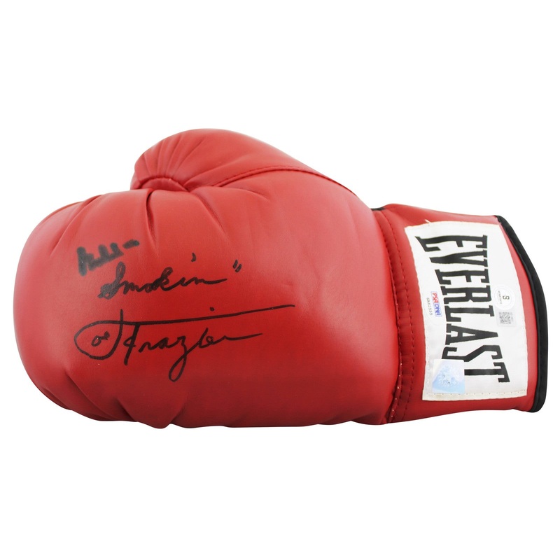 Muhammad Ali & Joe Frazier Signed Red Everlast Boxing Glove BAS LOA #AE13631
