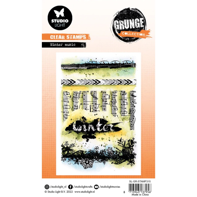 Studio Light Clear Stamp Winter Music Grunge Collection 148x105x3mm 5 PC nr.315