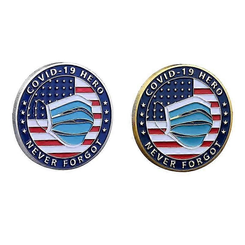2pcs mask pattern brooches anti-epidemic alloy commemorative badges
