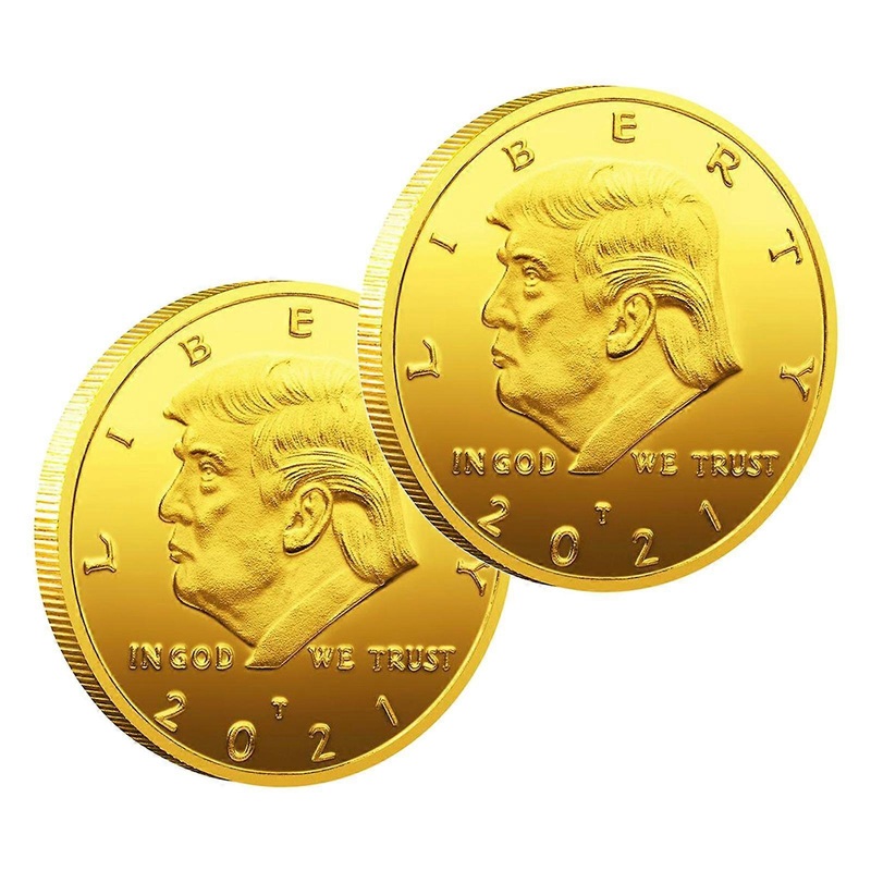 2Pcs Novelty Gold Gold Plated Donald Trump Coin Collectibles Coin 2021