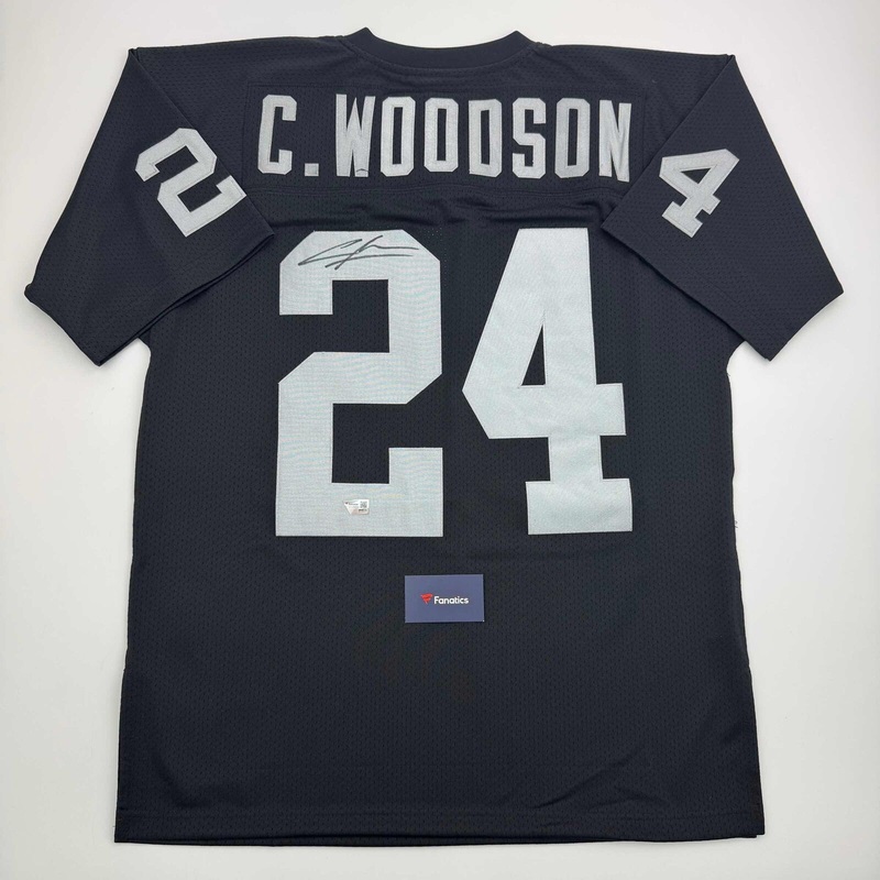 Autographed/Signed Charles Woodson Oakland Raiders Black M&N Jersey Fanatics COA