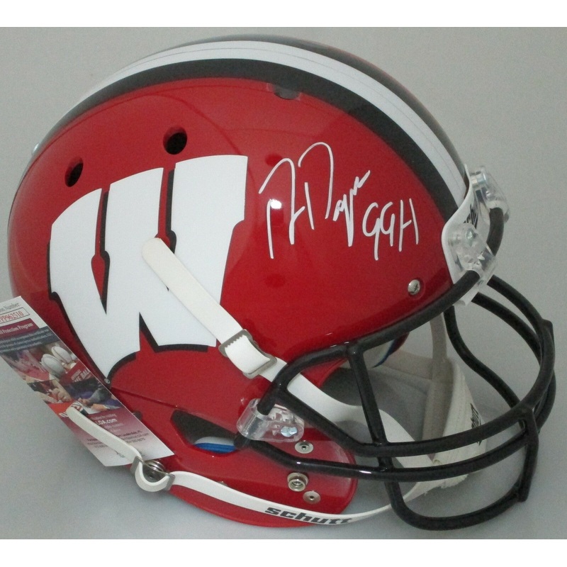 Badgers RON DAYNE Signed Full Size Schutt Replica RED Helmet AUTO w/ 99H — JSA