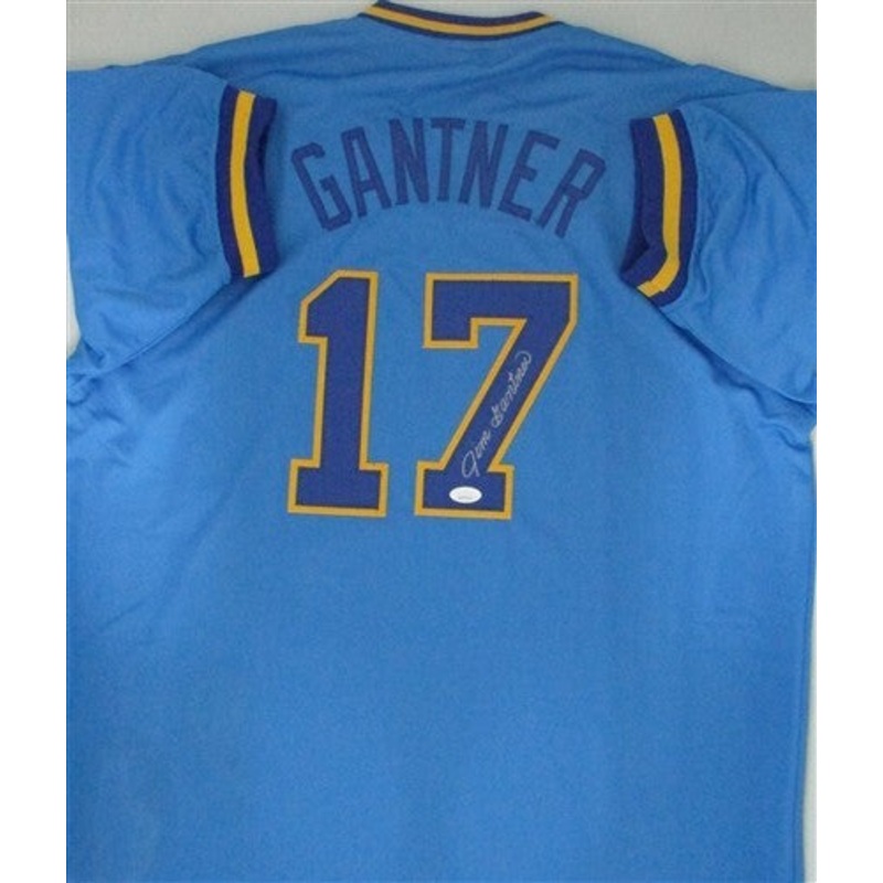 Brewers JIM GANTNER #17 Signed Custom Powder Blue Jersey AUTO – JSA