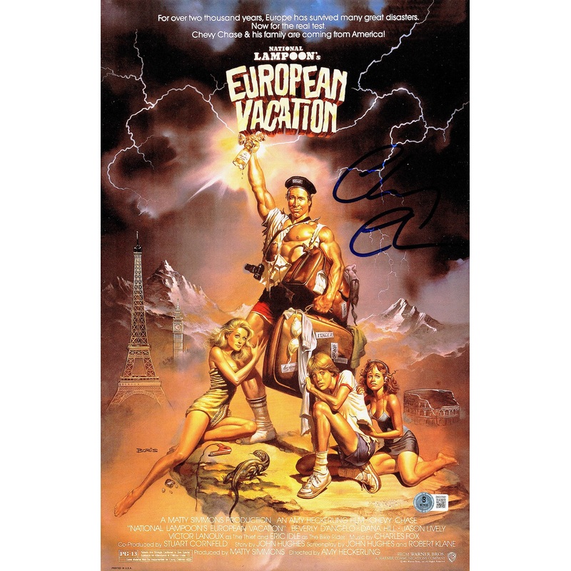 CHEVY CHASE AUTOGRAPHED 11X17 MOVIE POSTER EUROPEAN VACATION BECKETT 234642