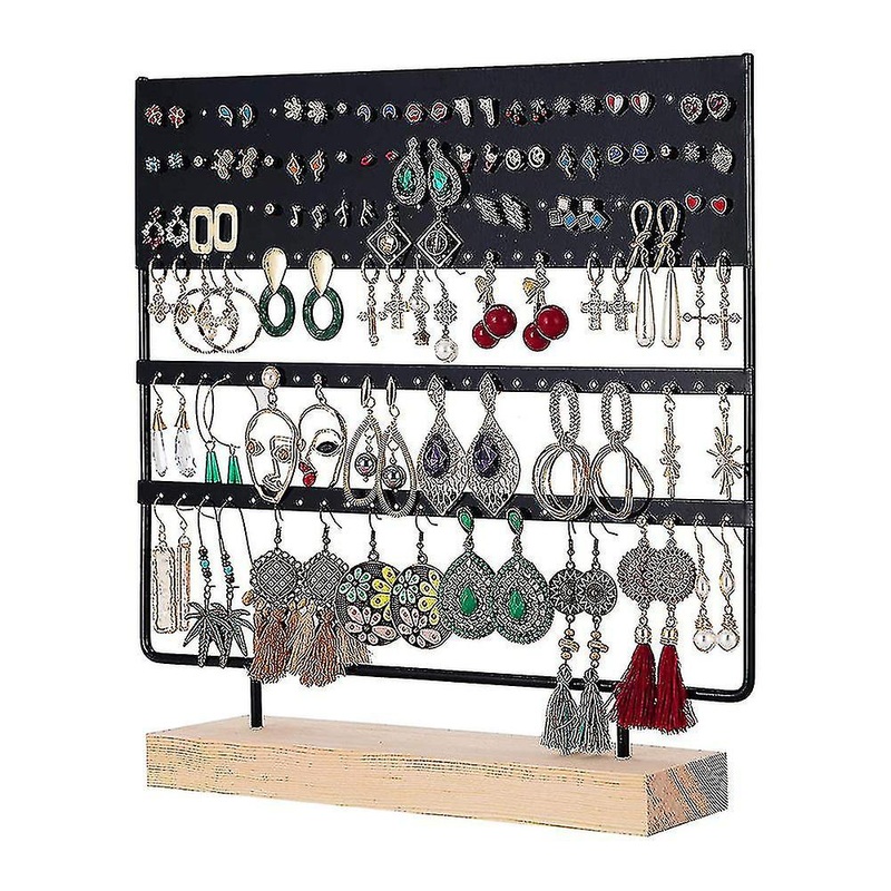 Earring Stand Display Rack 3-tier, Ear Stud Holder Jewelry Organizer Ear Stud Earring Holder 144 Holes With Wood Base Stand Display Rack For Women Gir