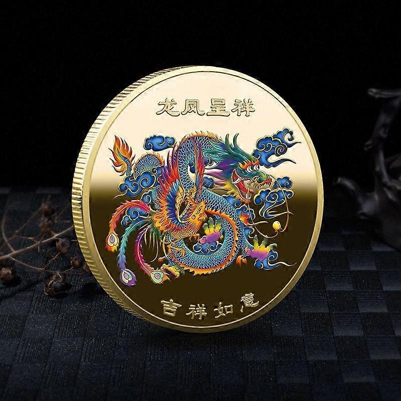 New Chinese Coin Dragon Commemorative Coin Gold Plated Lucky Coin Collection