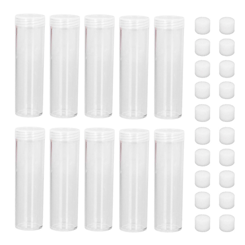Tubes ronds transparents en plastique pour pices de monnaie, avec coussin en ponge, pour collection de pices de 25 mm/0,98 po