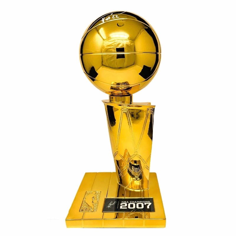 Autographed/Signed Manu Ginobili Spurs Replica Finals Trophy Beckett BAS COA