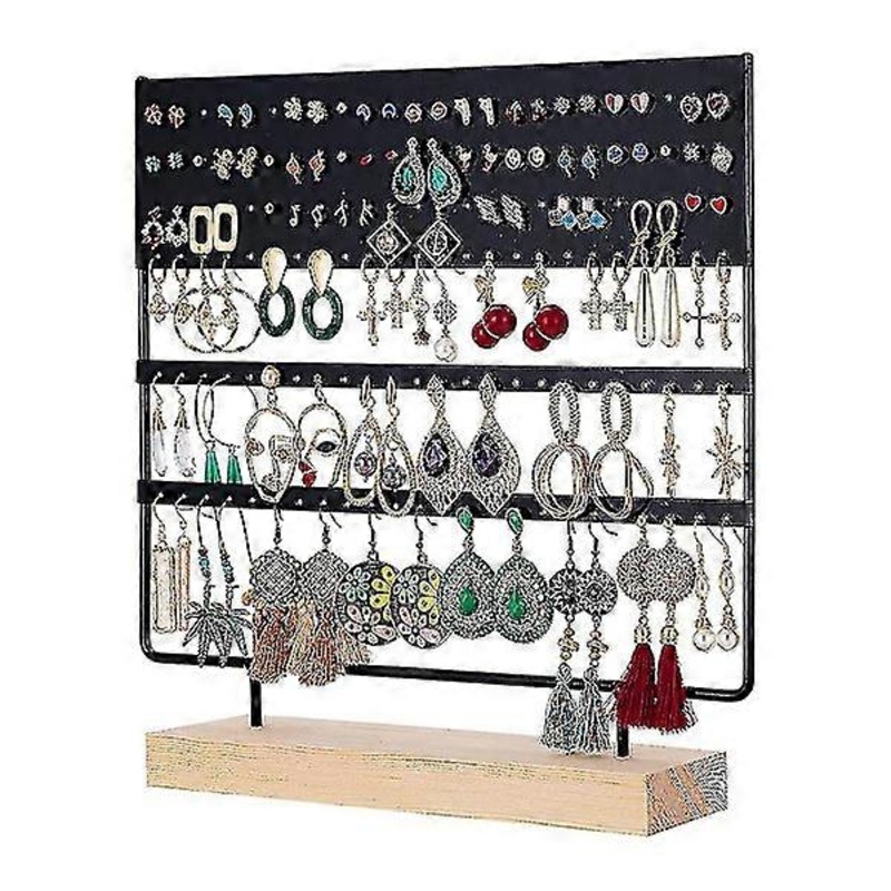 Earring Stand Display Rack 3-Layer Earring Stud Holder Jewelry OrganizerBlack