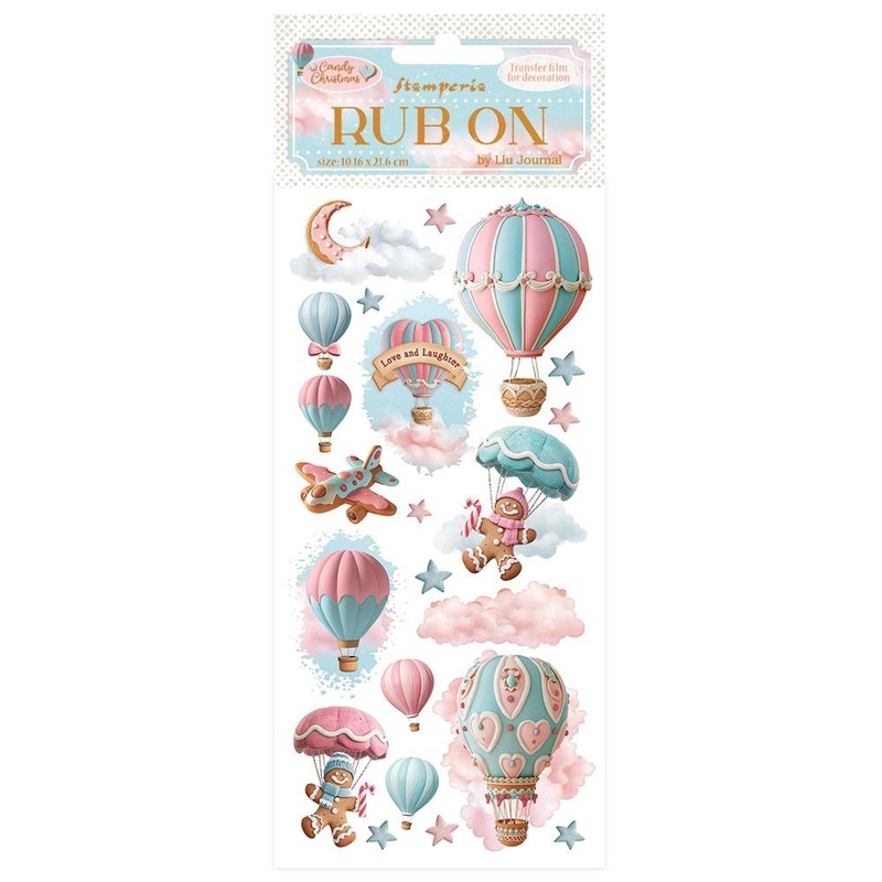 Stamperia Rub-On 4X8.5 Candy Christmas Air Balloons