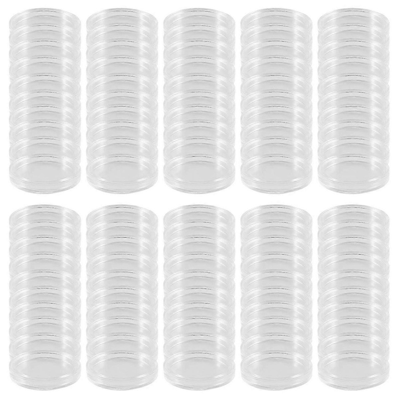 100Pcs 21mm Plastic Coin Capsules Box Storage Clear Round