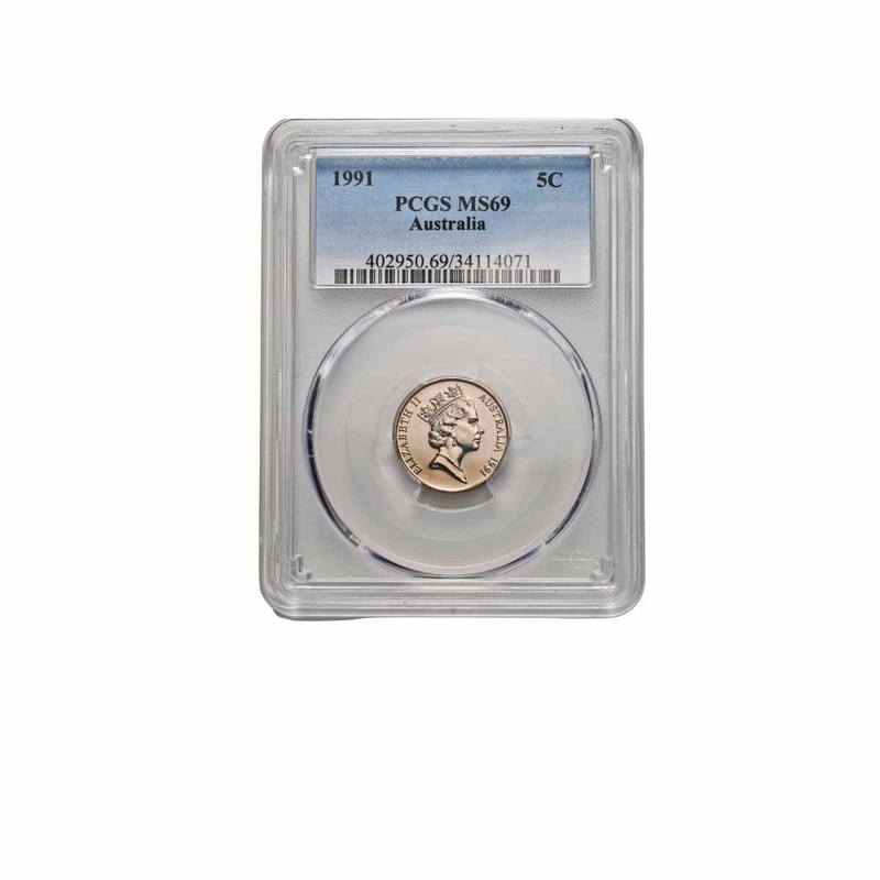 1991 5c PCGS MS69 (Gem Uncirculated)