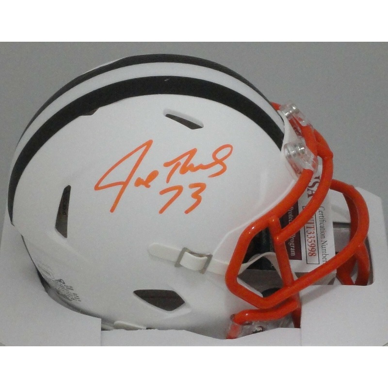 Cle Browns JOE THOMAS Signed Riddell FLAT WHITE Speed Mini Helmet AUTO – JSA