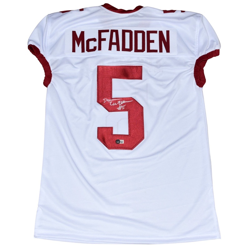 DARREN McFADDEN SIGNED ARKANSAS RAZORBACKS #5 WHITE GAME CUT JERSEY BECKETT