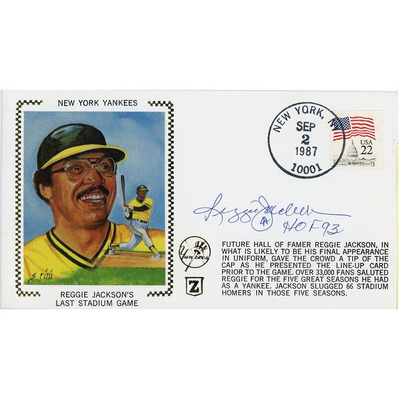 Reggie Jackson Signed New York Yankees Last Stadium Game 9-2-87 Cachet Envelope