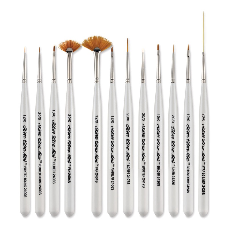 Ultra Mini Miniature Detail 12 Pc Paint Brush Set