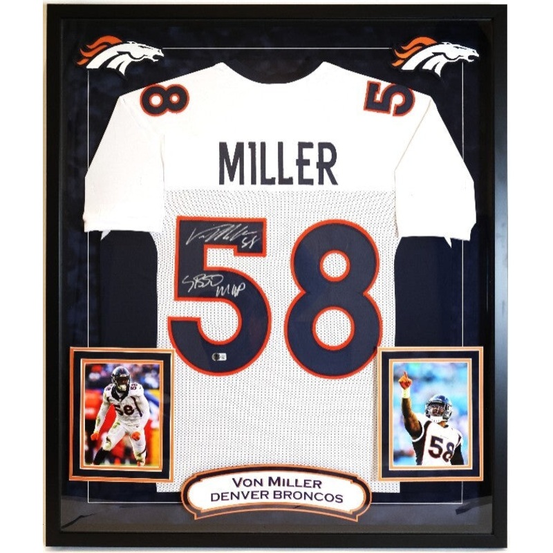 Von Miller Autographed/Inscribed SB50 MVP Broncos Jersey in Deluxe Frame Beckett
