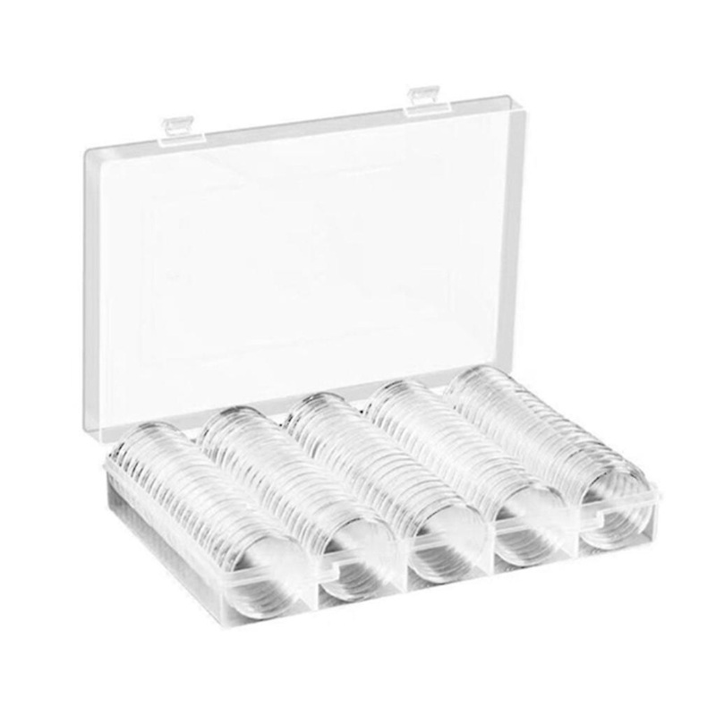 20/25/27/30mm Clear Round Coin Box Capsules Storage Coin Collection Holder 100X