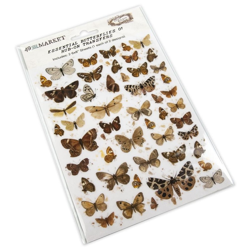 49 And Market Essential Rub-Ons 6X8 2/Sheets Butterflies 01