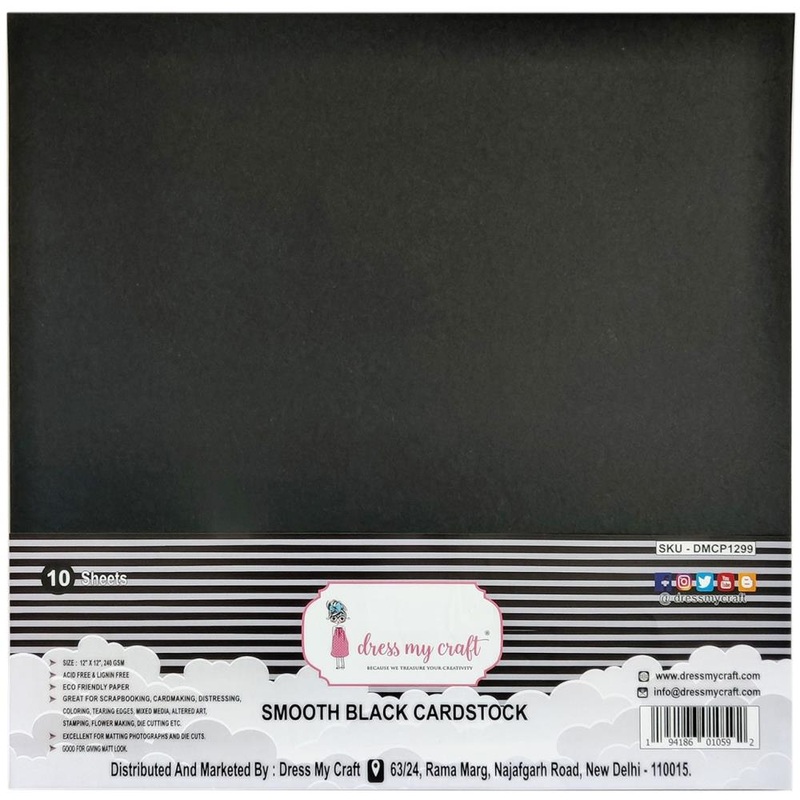 Dress My Craft Smooth Cardstock 240gsm 12X12 10/Pkg Black