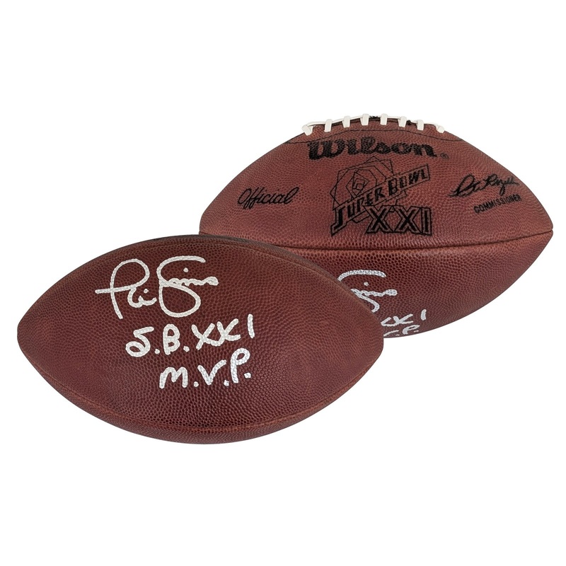 Giants Phil Simms SB XXI MVP Signed SB XXI Logo Wilson Duke Football BAS Wit