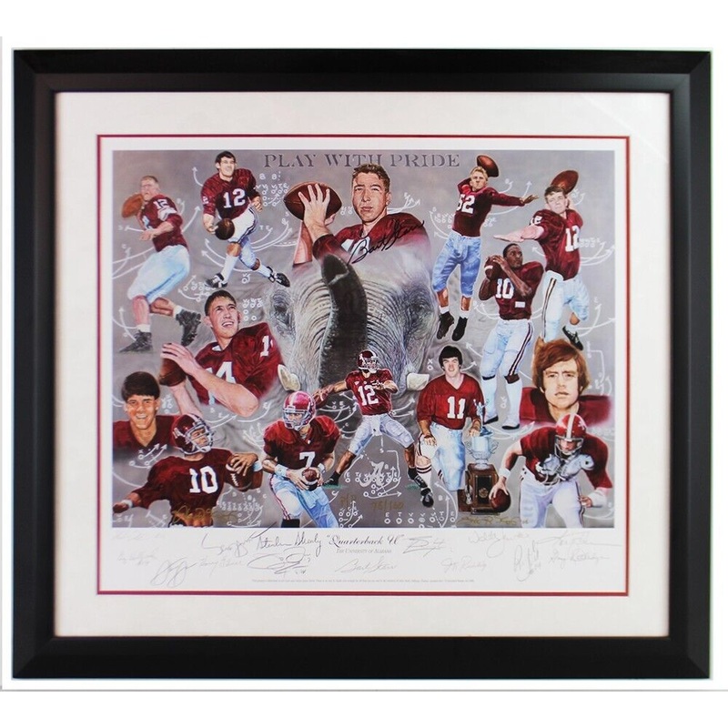 Multi-Signed Signed Alabama Crimson Tide Framed Quarterback U Print LE of 160