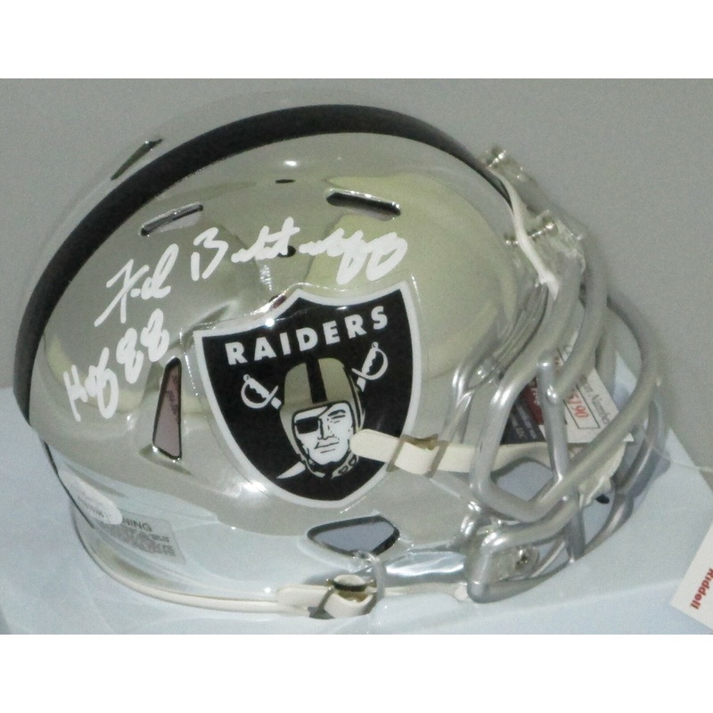 Oakland Raiders FRED BILETNIKOFF Signed Riddell CHROME Spd Mini Helmet AUTO JSA
