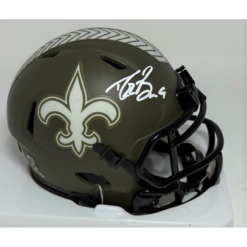 Saints DREW BREES Signed Riddell SALUTE TO SERVICE Speed Mini Helmet AUTO – BAS