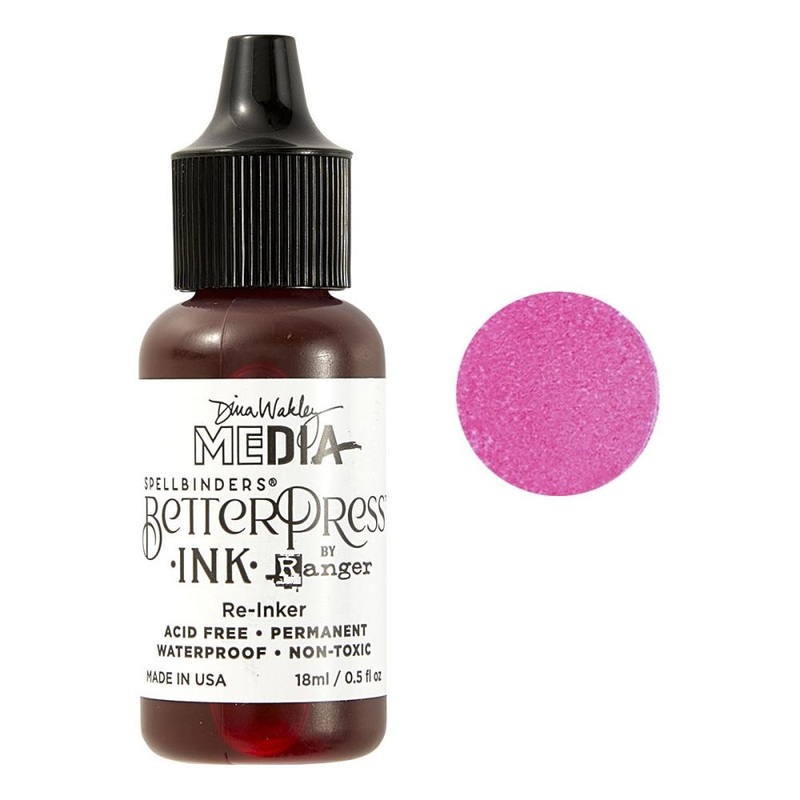 Spellbinders BetterPress Reinker 0.5oz By Dina Wakley Magenta