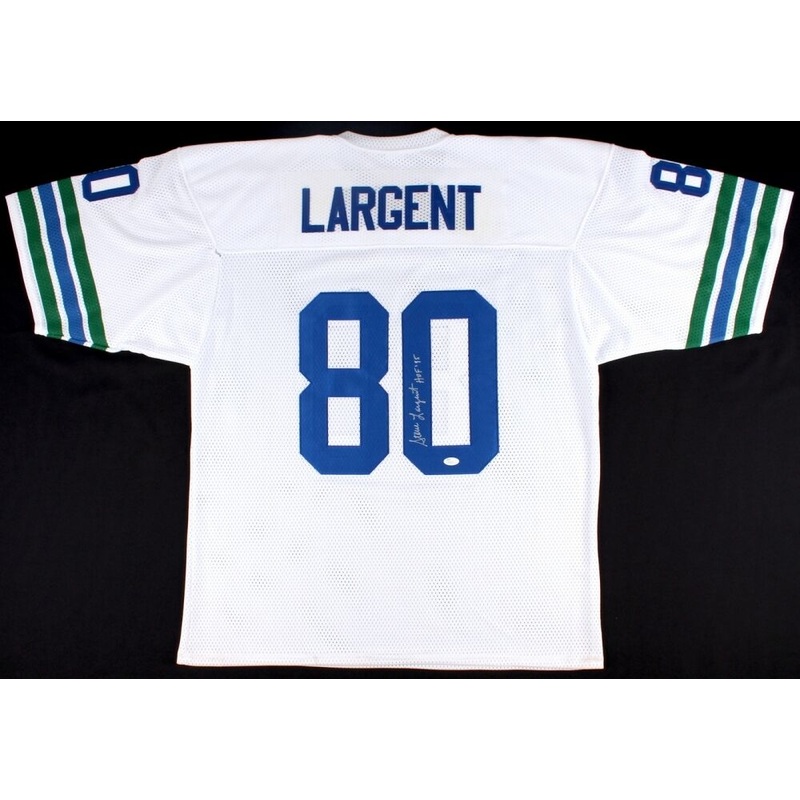 Steve Largent Signed Seattle Seahawks White Jersey Inscribed HOF 95 (JSA COA)