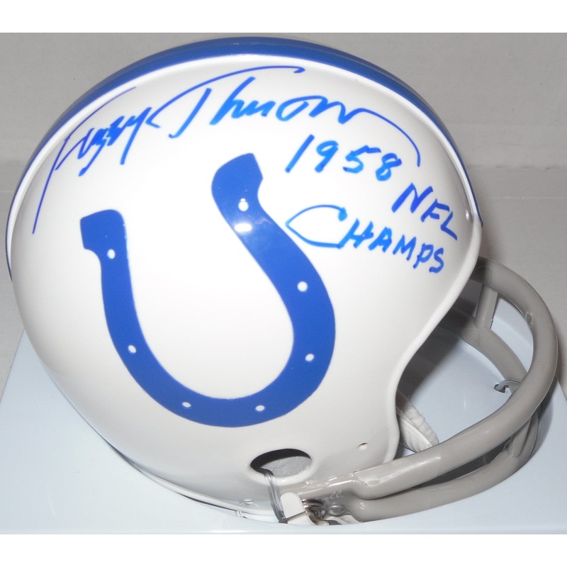 Baltimore Colts FUZZY THURSTON Signed 2-Bar Mini Helmet AUTO w/ 1958 NFL Champs