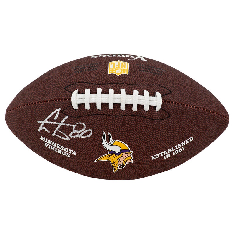 Cris Carter Signed Vikings Wilson Brown Full Size Logo Football – (SCHWARTZ COA)