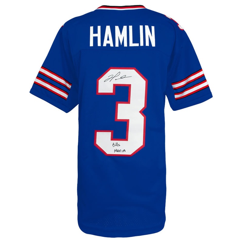 Damar Hamlin Signed Blue Custom Football Jersey w/Bills Mafia – (SCHWARTZ COA)