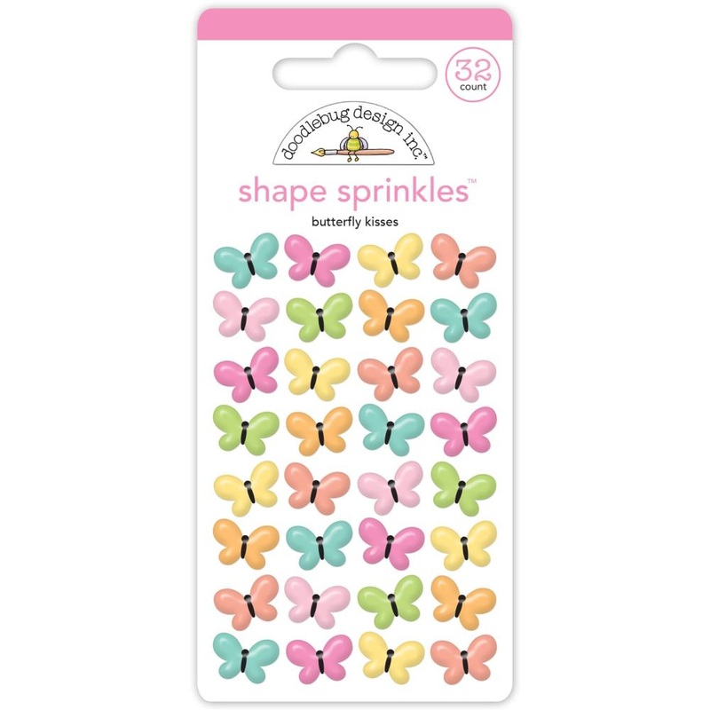 Doodlebug Sprinkles Adhesive Glossy Enamel Shapes – Butterfly Kisses 32/Pkg