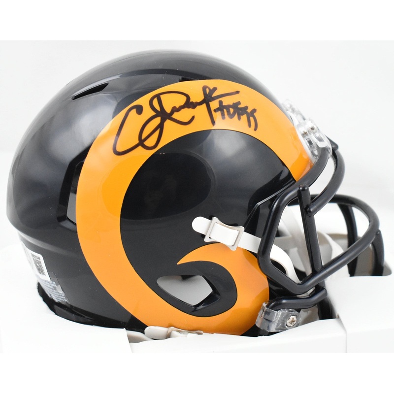 Eric Dickerson Autographed Rams 81-99 Speed Mini Helmet HOF – Beckett W Hologram