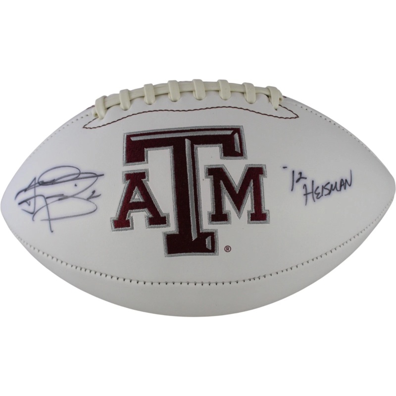 Johnny Manziel Autographed Texas A&M Aggies Logo Football Heisman JSA 59379