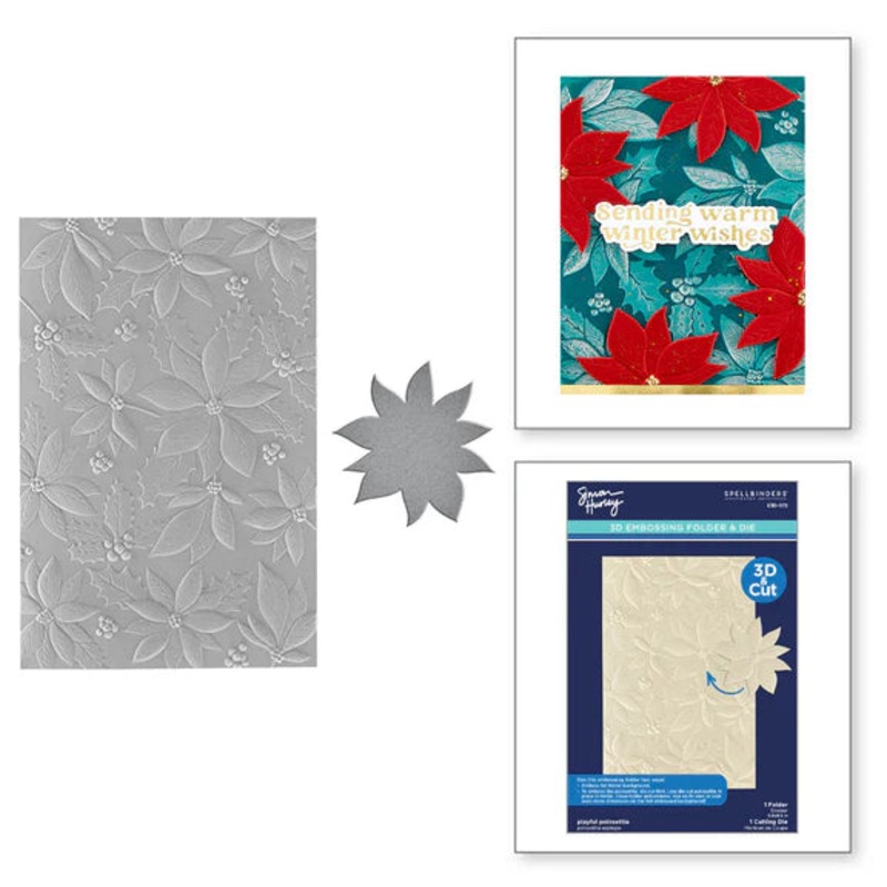 Spellbinders Playful Poinsettia 3D Embossing Folder & Die Set from the Simon’s Snow Globes Collection by Simon Hurley