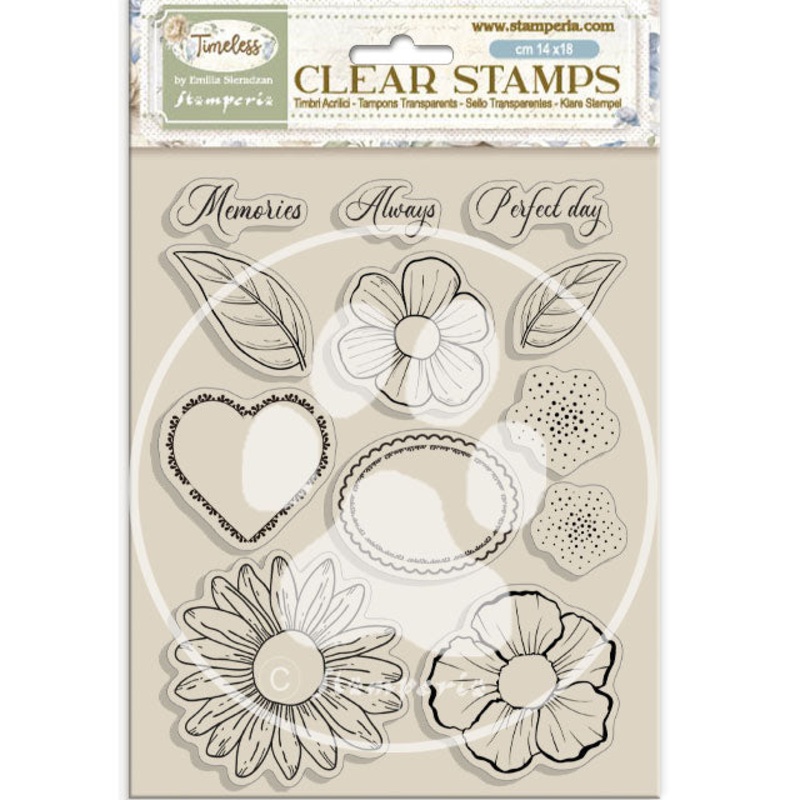 Stamperia Timeless Clear Stamps Flowers and Hearts