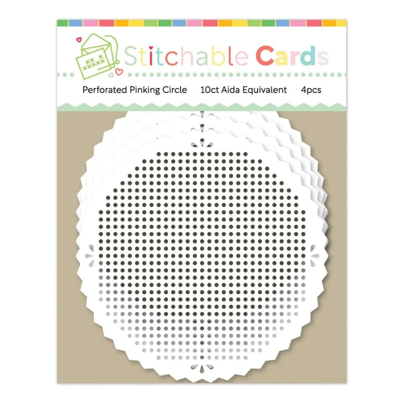 Waffle Flower Stitchable Cards – Perforated Pinking Circle