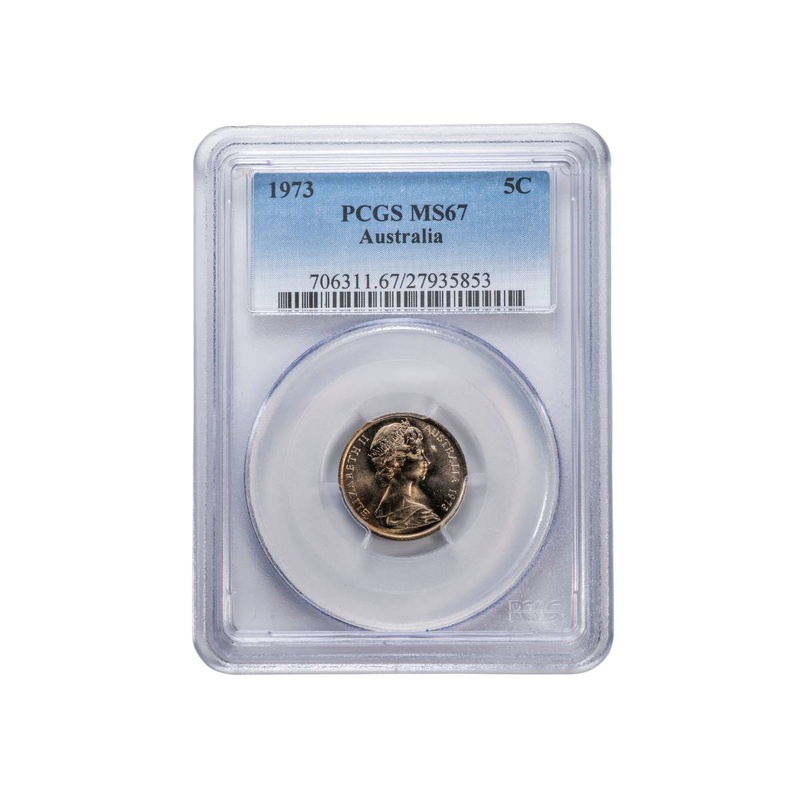 Australia 1973 5c Cupro-Nickel Coin PCGS MS67 (Gem Uncirculated)