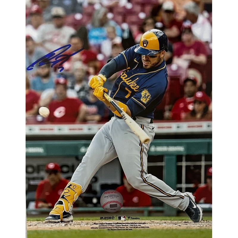 Brewers Catcher VICTOR CARATINI Signed 8×10 Photo #2 AUTO