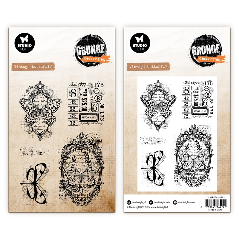Studio Light Grunge – Clear Stamp Vintage Butterfly