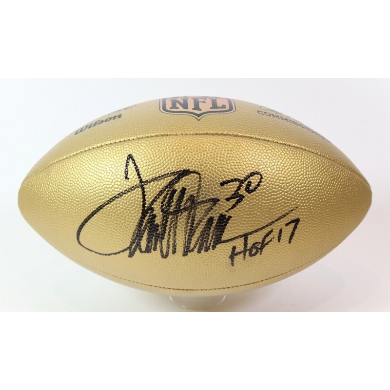 Terrell Davis autographed Gold Panel NFL Football Inscribed HOF 17 Beckett COA