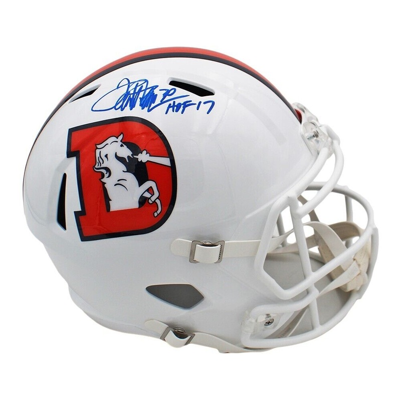 Terrell Davis Signed Denver Broncos Speed Full Size Alternate Snowcap Helmet-HOF