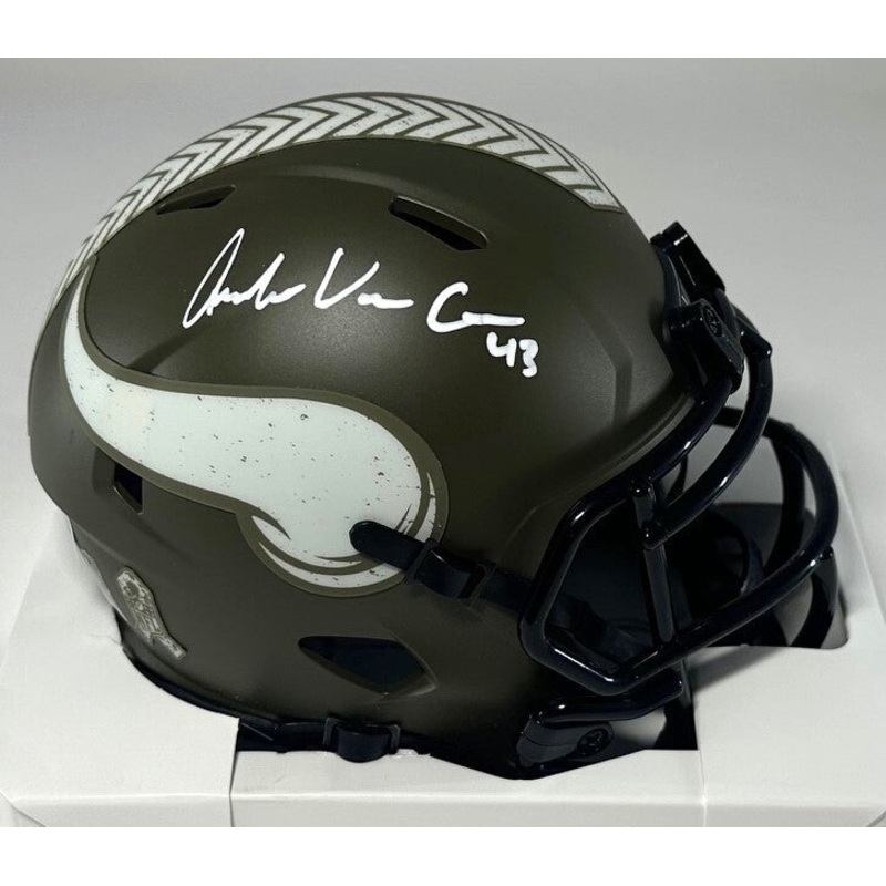 Vikings ANDREW VAN GINKEL Signed Riddell SALUTE Speed Mini Helmet AUTO – BAS