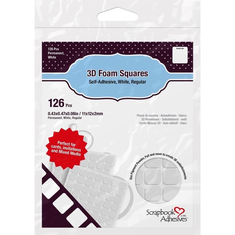White 3D Self-Adhesive Foam Squares 126/Pkg