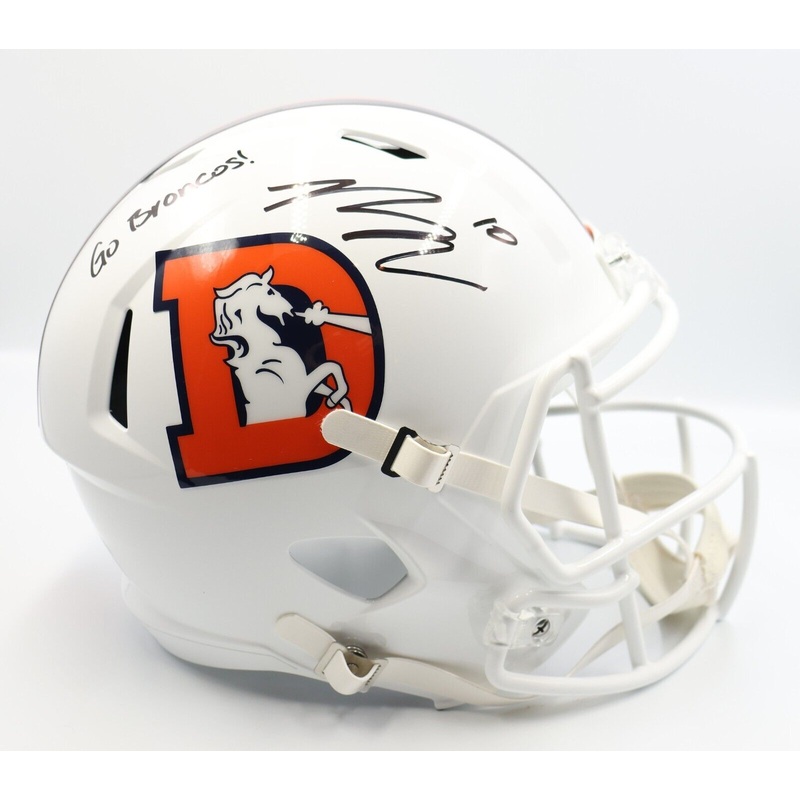 Bo Nix Autographed /Inscribed Go Broncos Snowcapped Replica Speed Helmet