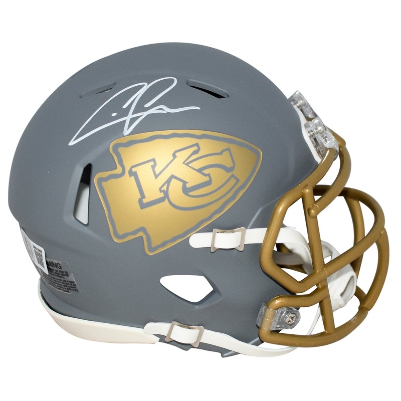 CHRIS JONES SIGNED KANSAS CITY CHIEFS SLATE SPEED MINI HELMET BECKETT
